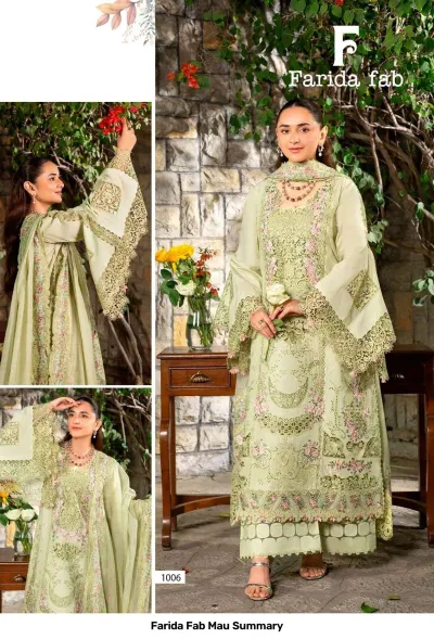 Farida Fab Mau Summary design 7 of 8 — Pure Cotton Karachi Cotton Dress Material with print by Farida, wholesale Surat