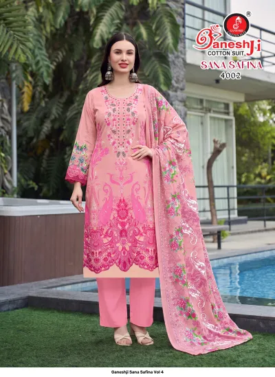 Ganeshji Sana Safina Vol 4 — Karachi Cotton Dress Material, Ganeshji Cotton Suit wholesale from Surat — view 2