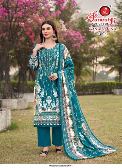 Ganeshji Sana Safina Vol 4 — Karachi Cotton Dress Material, Ganeshji Cotton Suit wholesale from Surat — view 4