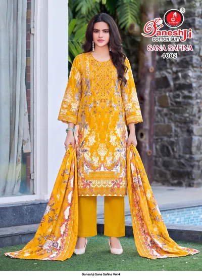 Ganeshji Sana Safina Vol 4 — Karachi Cotton Dress Material, Ganeshji Cotton Suit wholesale from Surat — view 5
