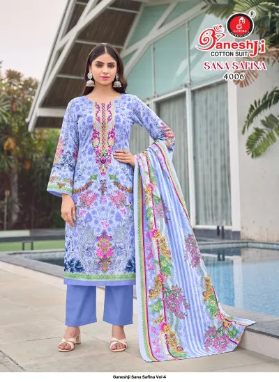 Ganeshji Sana Safina Vol 4 — Karachi Cotton Dress Material, Ganeshji Cotton Suit wholesale from Surat — view 6