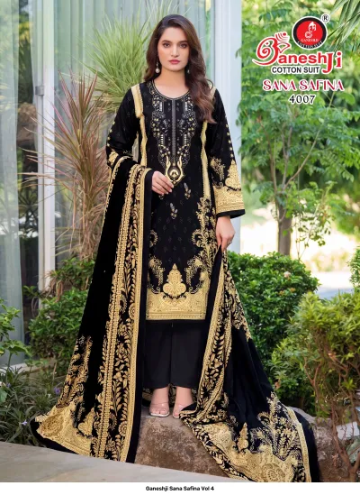 Ganeshji Sana Safina Vol 4 — Karachi Cotton Dress Material, Ganeshji Cotton Suit wholesale from Surat — view 7