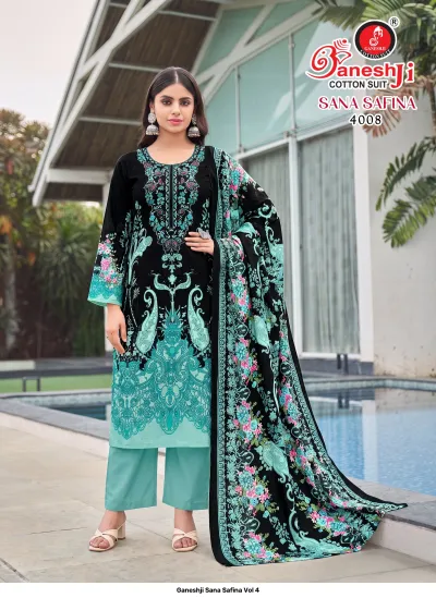 Ganeshji Sana Safina Vol 4 — Karachi Cotton Dress Material, Ganeshji Cotton Suit wholesale from Surat — view 8