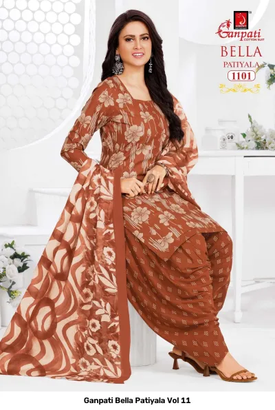 Ganpati Bella Patiyala Vol 11 design 2 of 14 — Pure Cotton Readymade Suits with print by Ganpati Cotton Suit, wholesale Surat