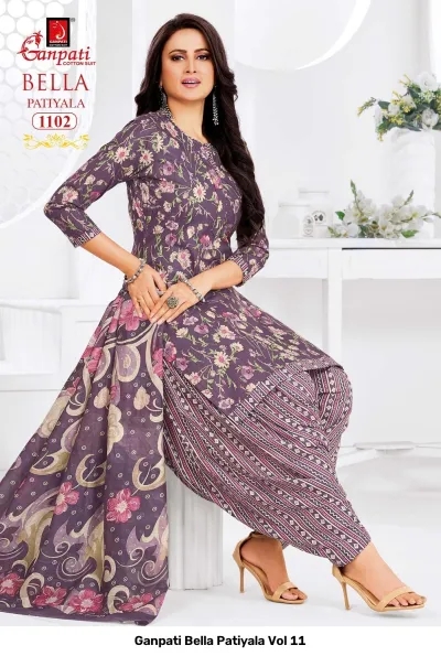 Ganpati Bella Patiyala Vol 11 design 3 of 14 — Pure Cotton Readymade Suits with print by Ganpati Cotton Suit, wholesale Surat