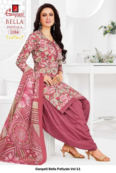 Ganpati Bella Patiyala Vol 11 design 5 of 14 — Pure Cotton Readymade Suits with print by Ganpati Cotton Suit, wholesale Surat