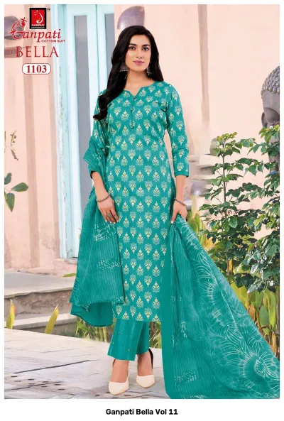 Ganpati Bella Vol 11 — Pure Cotton Printed, Readymade Suits, Ganpati Cotton Suit wholesale from Surat — view 4