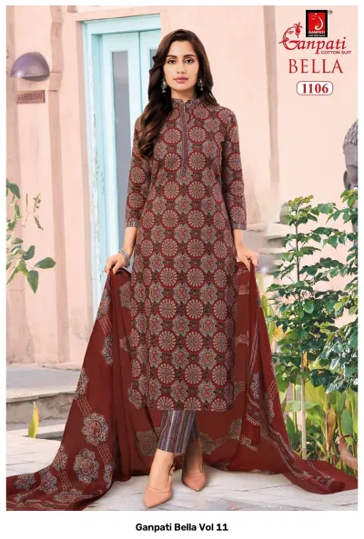 Ganpati Bella Vol 11 — Pure Cotton Printed, Readymade Suits, Ganpati Cotton Suit wholesale from Surat — view 7