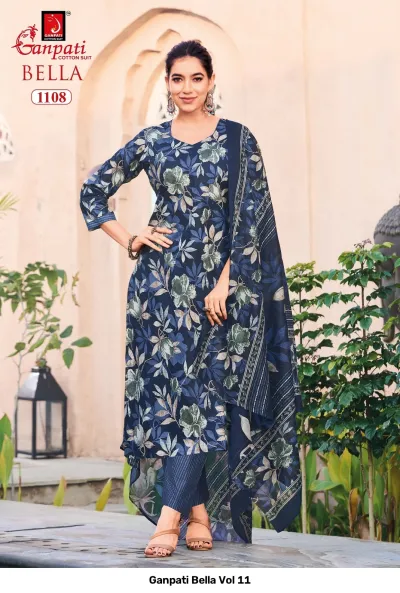Ganpati Bella Vol 11 — Pure Cotton Printed, Readymade Suits, Ganpati Cotton Suit wholesale from Surat — view 9
