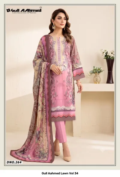 Gull Aahmed Lawn Vol 34 — Karachi Pattern Dress, Gull wholesale from Surat — view 3