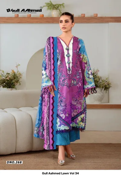 Gull Aahmed Lawn Vol 34 — Karachi Pattern Dress, Gull wholesale from Surat — view 9