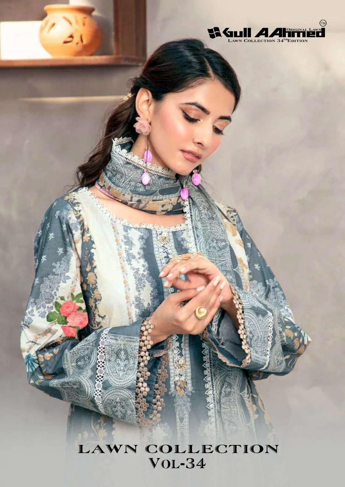 Gull Aahmed Lawn Vol 34 - Readymade Dress — Pure Lawn Cotton Printed, Pakistani Readymade Suits, Gull wholesale from Surat — view 1