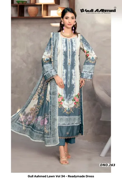 Gull Aahmed Lawn Vol 34 - Readymade Dress — Pure Lawn Cotton Printed, Pakistani Readymade Suits, Gull wholesale from Surat — view 2