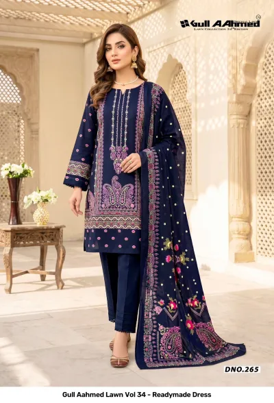 Gull Aahmed Lawn Vol 34 - Readymade Dress — Pure Lawn Cotton Printed, Pakistani Readymade Suits, Gull wholesale from Surat — view 4