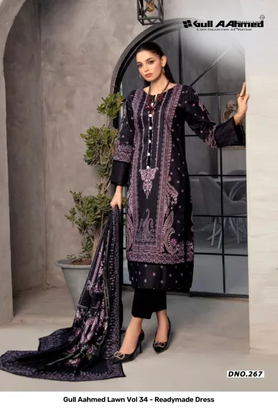 Gull Aahmed Lawn Vol 34 - Readymade Dress — Pure Lawn Cotton Printed, Pakistani Readymade Suits, Gull wholesale from Surat — view 6