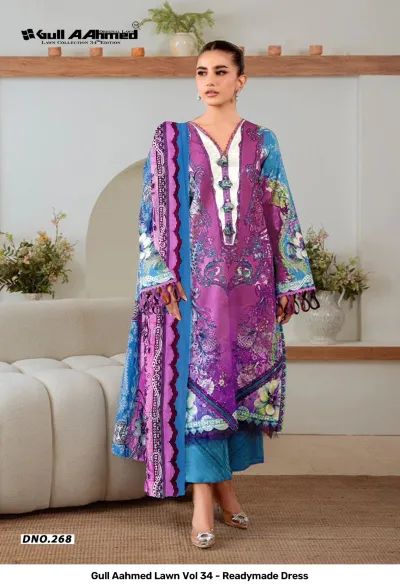 Gull Aahmed Lawn Vol 34 - Readymade Dress — Pure Lawn Cotton Printed, Pakistani Readymade Suits, Gull wholesale from Surat — view 7