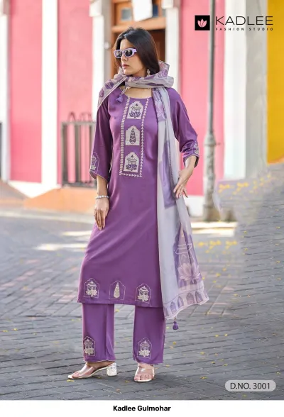 Kadlee Gulmohar — Pakistani Readymade Suits, Kadlee wholesale from Surat — view 3