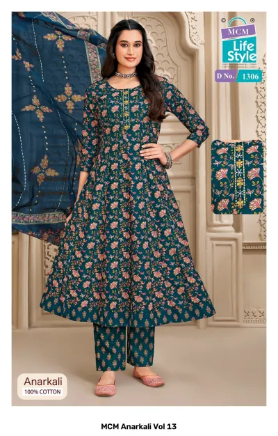 MCM Anarkali Vol 13 design 2 of 12 — Heavy Cotton Readymade Suits with print, handwork by MCM Lifestyle, wholesale Surat