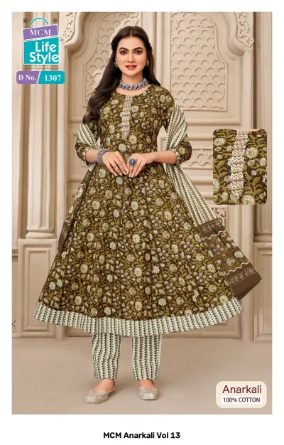 MCM Anarkali Vol 13 design 5 of 12 — Heavy Cotton Readymade Suits with print, handwork by MCM Lifestyle, wholesale Surat