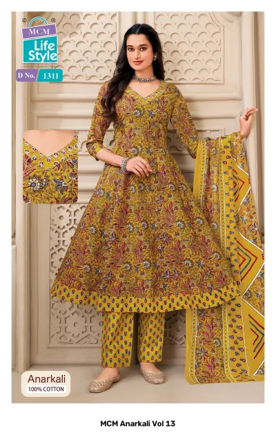 MCM Anarkali Vol 13 design 8 of 12 — Heavy Cotton Readymade Suits with print, handwork by MCM Lifestyle, wholesale Surat