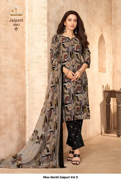 Miss World Jaipuri Vol 3 — Pure Cotton Printed, Readymade Suits, Miss World Choice wholesale from Surat — view 2