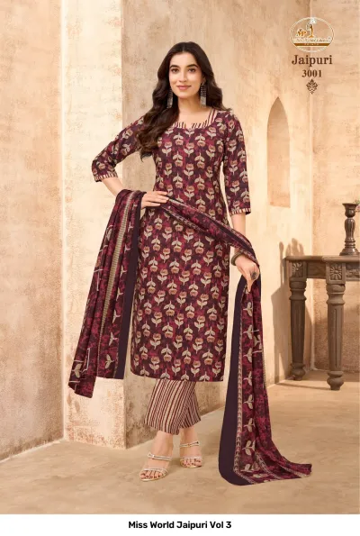 Miss World Jaipuri Vol 3 — Pure Cotton Printed, Readymade Suits, Miss World Choice wholesale from Surat — view 3