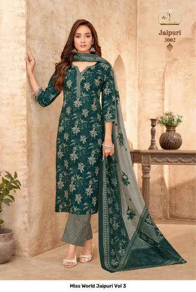 Miss World Jaipuri Vol 3 — Pure Cotton Printed, Readymade Suits, Miss World Choice wholesale from Surat — view 5