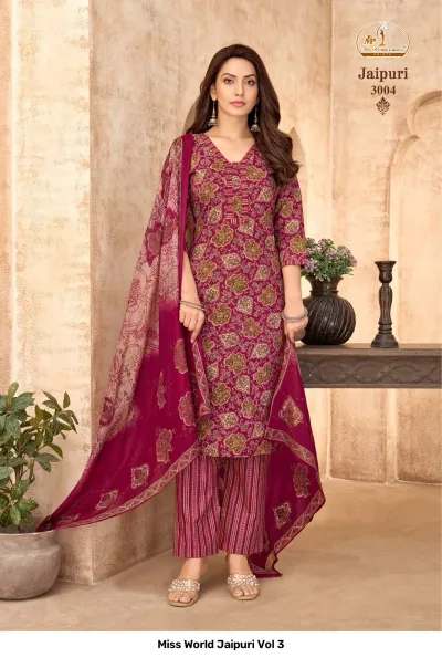 Miss World Jaipuri Vol 3 — Pure Cotton Printed, Readymade Suits, Miss World Choice wholesale from Surat — view 6