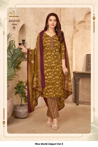 Miss World Jaipuri Vol 3 — Pure Cotton Printed, Readymade Suits, Miss World Choice wholesale from Surat — view 7