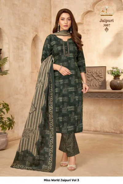 Miss World Jaipuri Vol 3 — Pure Cotton Printed, Readymade Suits, Miss World Choice wholesale from Surat — view 8
