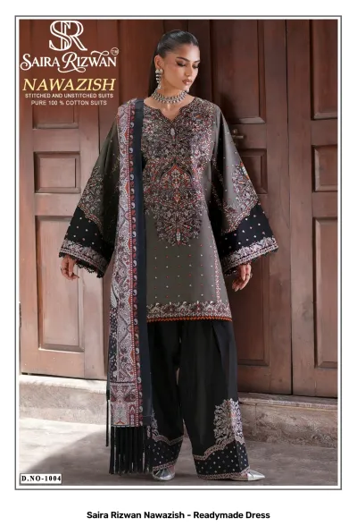 Saira Rizwan Nawazish - Readymade Dress — Pure Cotton Printed, Pakistani Readymade Suits, Saira wholesale from Surat — view 5