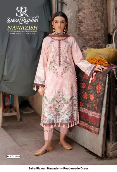 Saira Rizwan Nawazish - Readymade Dress — Pure Cotton Printed, Pakistani Readymade Suits, Saira wholesale from Surat — view 6