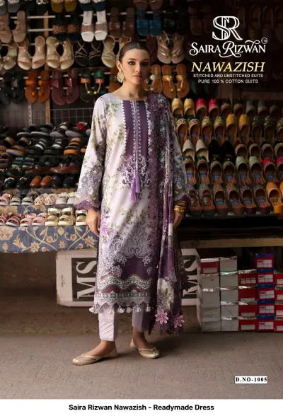 Saira Rizwan Nawazish - Readymade Dress — Pure Cotton Printed, Pakistani Readymade Suits, Saira wholesale from Surat — view 7