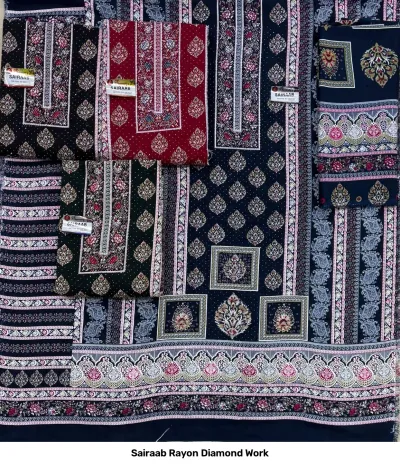 Sairaab Rayon Diamond Work — Rayon With Dimand, Unstitched Dress Materials, Sairaab wholesale from Surat — view 2