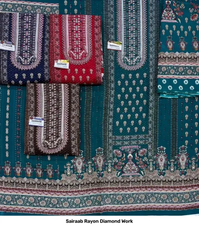 Sairaab Rayon Diamond Work — Rayon With Dimand, Unstitched Dress Materials, Sairaab wholesale from Surat — view 3