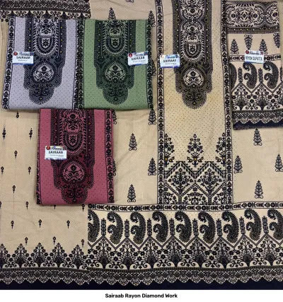 Sairaab Rayon Diamond Work — Rayon With Dimand, Unstitched Dress Materials, Sairaab wholesale from Surat — view 5