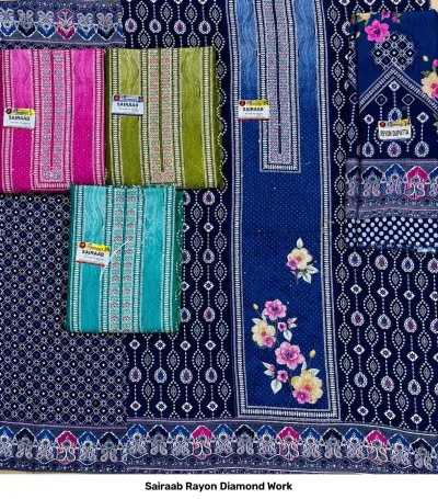 Sairaab Rayon Diamond Work — Rayon With Dimand, Unstitched Dress Materials, Sairaab wholesale from Surat — view 6