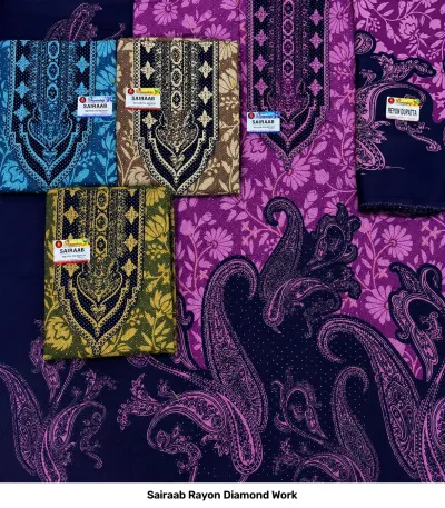 Sairaab Rayon Diamond Work — Rayon With Dimand, Unstitched Dress Materials, Sairaab wholesale from Surat — view 8