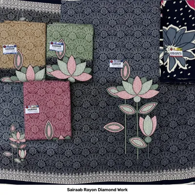 Sairaab Rayon Diamond Work — Rayon With Dimand, Unstitched Dress Materials, Sairaab wholesale from Surat — view 9