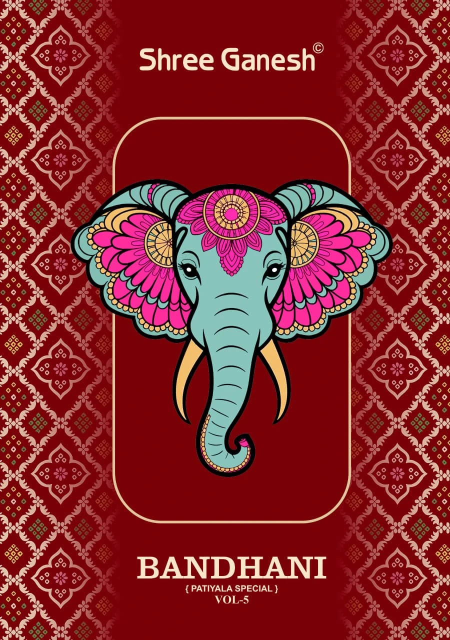Shree Ganesh Bandhani Vol 5 — Pure Cotton Bandhani Printed, Readymade Suits, Shree Ganesh Print wholesale from Surat — view 1