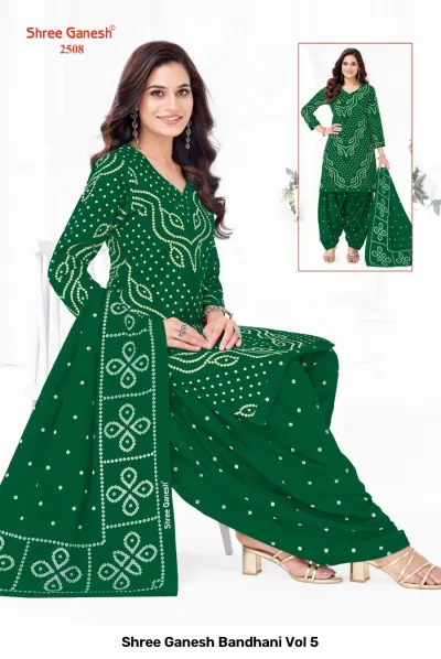 Shree Ganesh Bandhani Vol 5 — Pure Cotton Bandhani Printed, Readymade Suits, Shree Ganesh Print wholesale from Surat — view 10