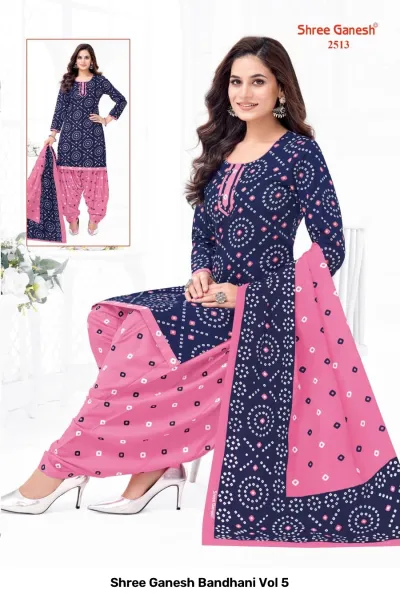 Shree Ganesh Bandhani Vol 5 — Pure Cotton Bandhani Printed, Readymade Suits, Shree Ganesh Print wholesale from Surat — view 11