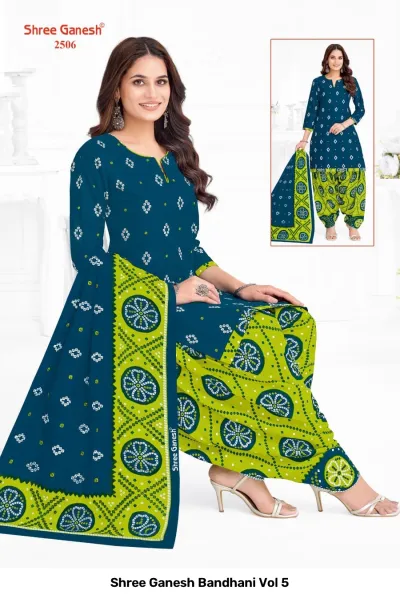 Shree Ganesh Bandhani Vol 5 — Pure Cotton Bandhani Printed, Readymade Suits, Shree Ganesh Print wholesale from Surat — view 12