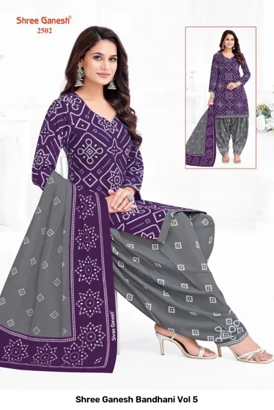 Shree Ganesh Bandhani Vol 5 — Pure Cotton Bandhani Printed, Readymade Suits, Shree Ganesh Print wholesale from Surat — view 13