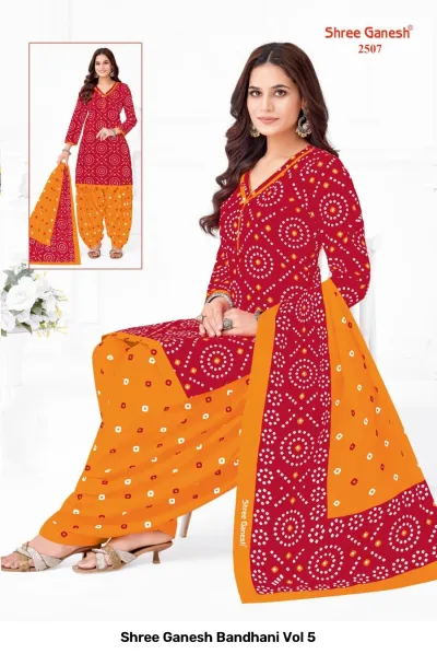 Shree Ganesh Bandhani Vol 5 — Pure Cotton Bandhani Printed, Readymade Suits, Shree Ganesh Print wholesale from Surat — view 14