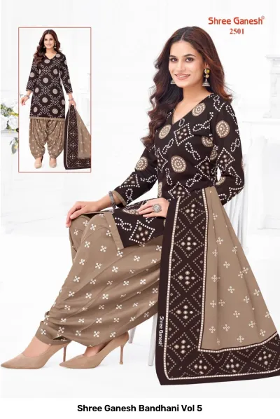 Shree Ganesh Bandhani Vol 5 — Pure Cotton Bandhani Printed, Readymade Suits, Shree Ganesh Print wholesale from Surat — view 15
