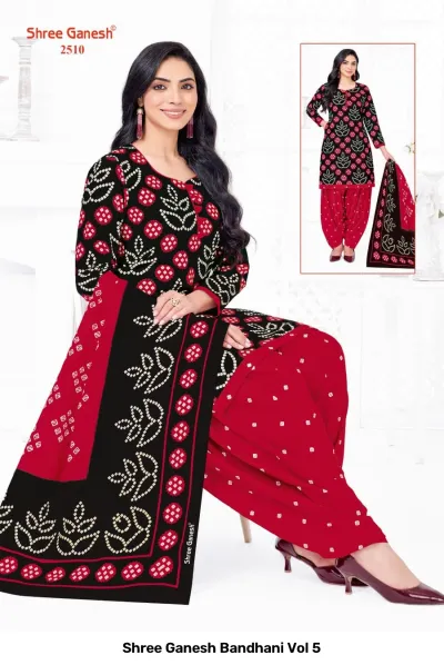Shree Ganesh Bandhani Vol 5 — Pure Cotton Bandhani Printed, Readymade Suits, Shree Ganesh Print wholesale from Surat — view 2