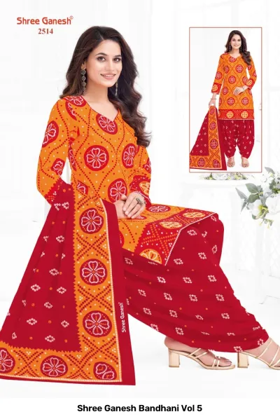 Shree Ganesh Bandhani Vol 5 — Pure Cotton Bandhani Printed, Readymade Suits, Shree Ganesh Print wholesale from Surat — view 3