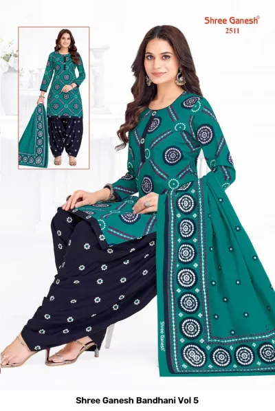 Shree Ganesh Bandhani Vol 5 — Pure Cotton Bandhani Printed, Readymade Suits, Shree Ganesh Print wholesale from Surat — view 4