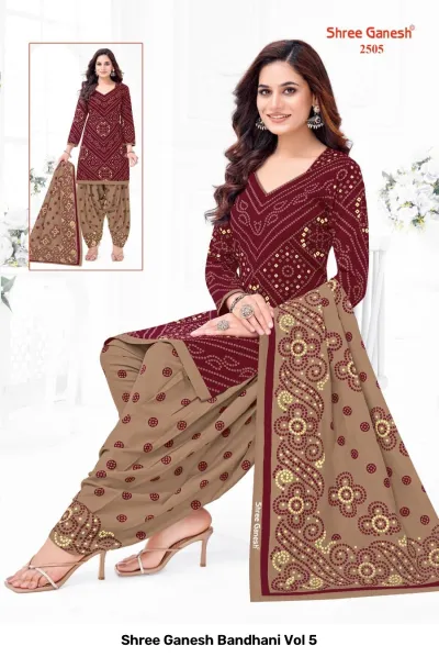 Shree Ganesh Bandhani Vol 5 — Pure Cotton Bandhani Printed, Readymade Suits, Shree Ganesh Print wholesale from Surat — view 6